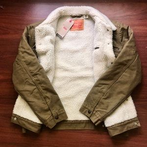 Levi’s Canvas Tan Sherpa Trucker Jacket